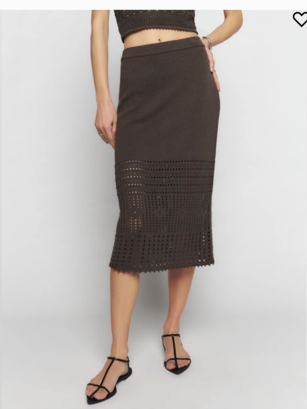 Reformation Carter Novelty Knit Skirt Brown